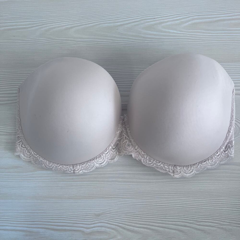 Full Coverage Cream Underwired Strapless‎ Women's Lace Bra Size 38G
